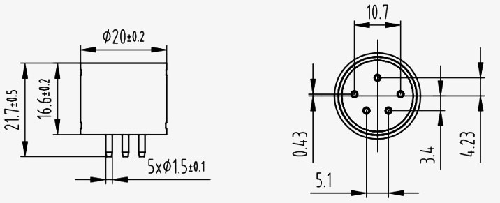 NDIR gas sensor dimension