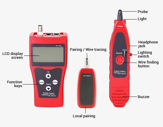 Network cable tester with a large LCD screen