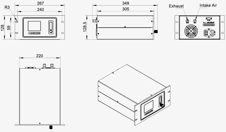 Nitrogen purity analyzer dimensions