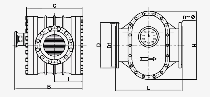 Oval flow meter dimension