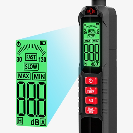 Pen type sound decibel meter with led backlit display