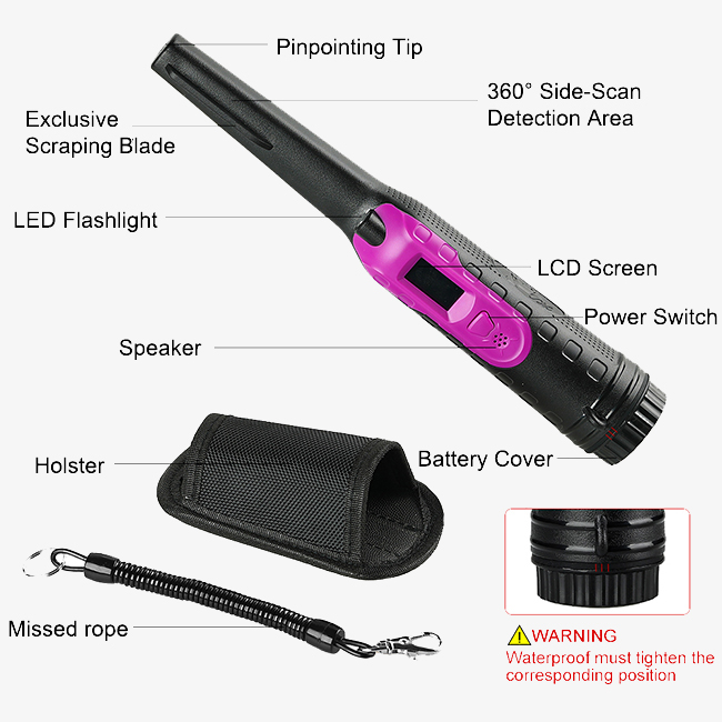 Detail of 5-8 cm handheld metal detector