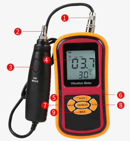 Portable digital vibration meter details