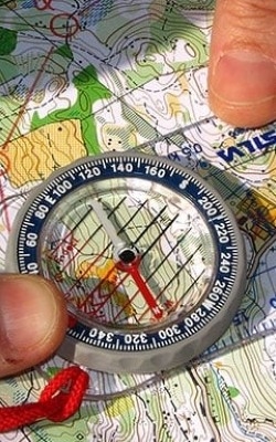 Portable geological compass for map reading