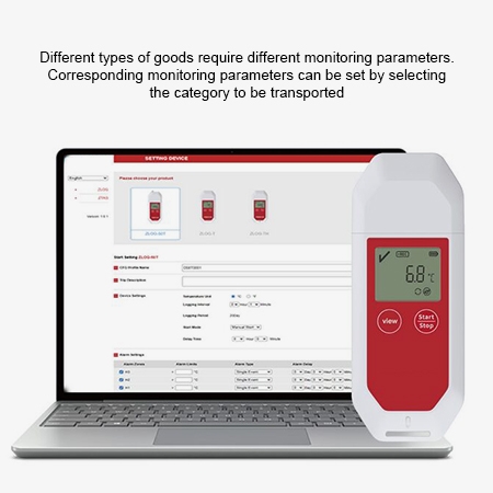 Portable temperature and humidity data logger computer view