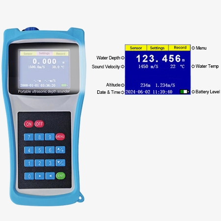 Portable ultrasonic depth sounder LCD display