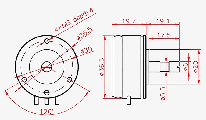 Absolute angle sensor dimension