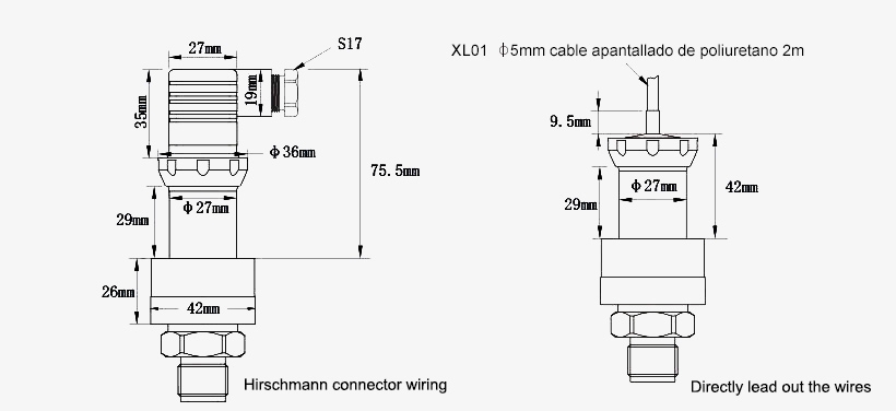 Anti corrosion pressure transmitter dimension
