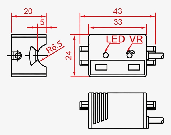 Capacitive liquid level sensor dimensions