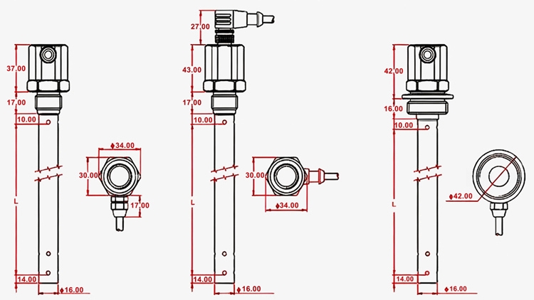 Capacitive tank level sensor dimension