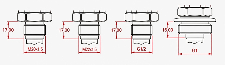 Capacitive tank level sensor thread types
