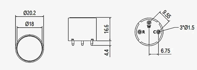 Carbon monoxide gas sensor size