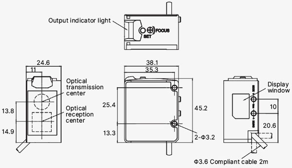 Color Sorting Sensor Overall Dimensions