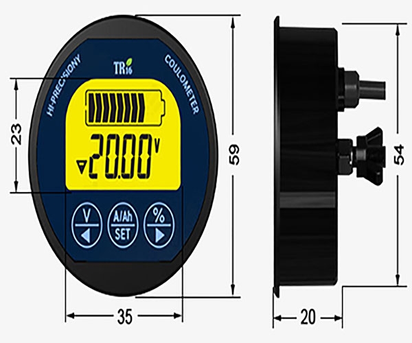 Digital Battery Status Indicator Mechanical Dimensions