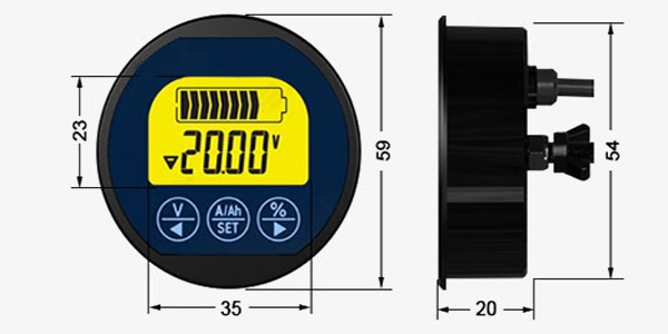 Digital Battery Status Indicator Product Measurements