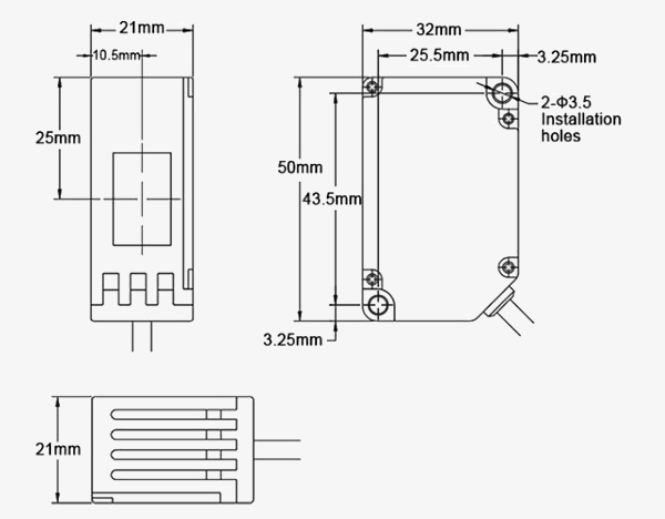 Digital Color Sensor Mounting Dimensions