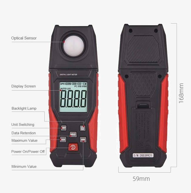 Digital light meter size