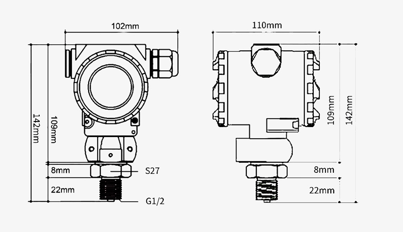 Digital pressure transmitter dimension