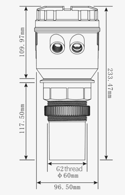 Digital ultrasonic level transmitter dimension