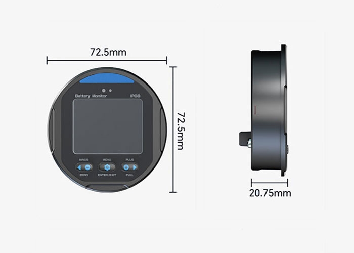Electric Battery Capacity Indicator General Dimensions