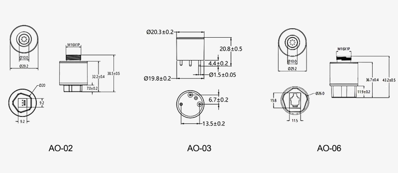 Electrochemistry oxygen sensor size