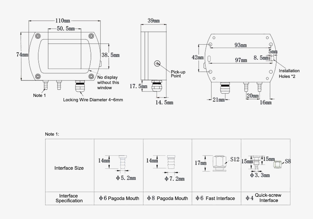 Explosion proof differential pressure sensor dimensions