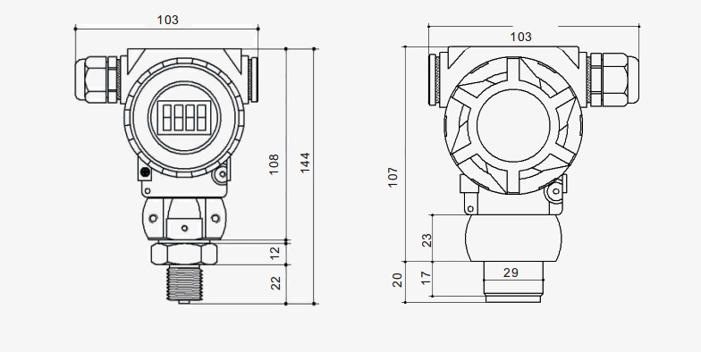 Explosion proof pressure sensor dimension