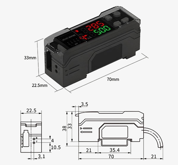 Fiber Optic Color Sensor Dimensions