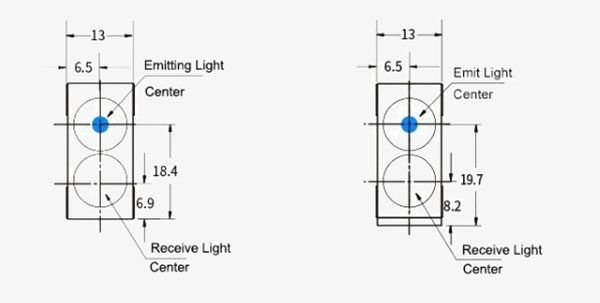 Fiber Optic Color Sensor Mounting Dimensions