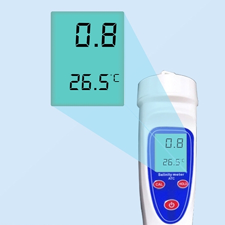 Handheld salinity meter detail