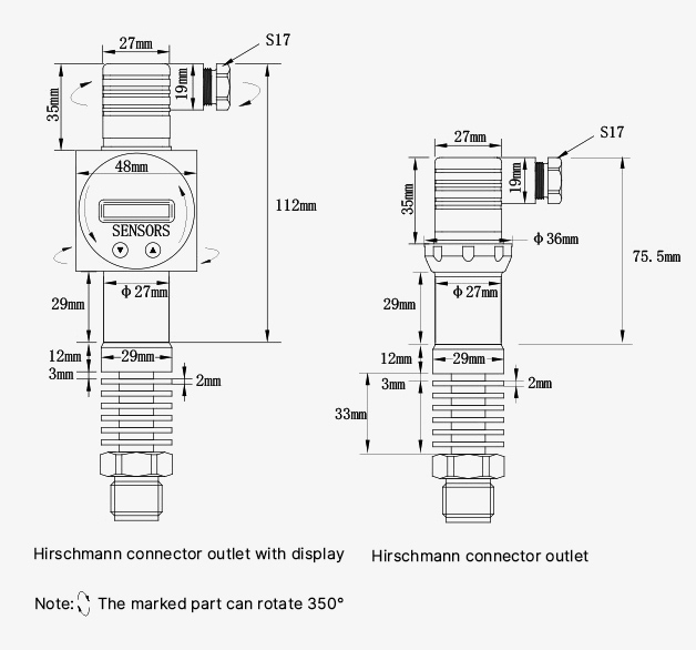 High temperature pressure sensor size