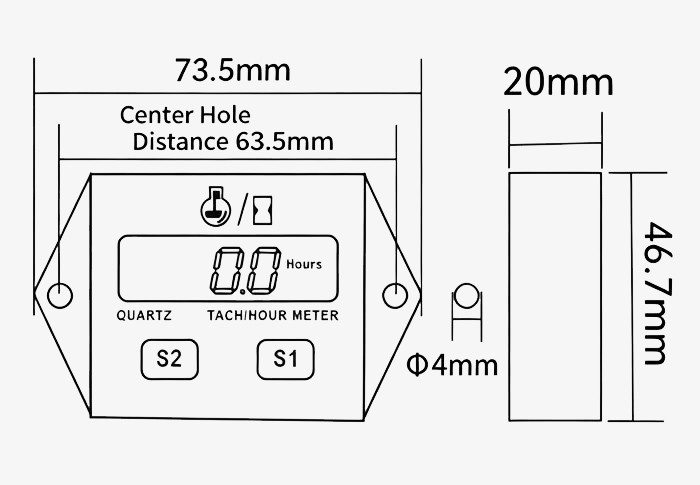 Inductive hour meter for engine dimension