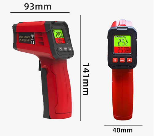 Infrared thermometer for baking size
