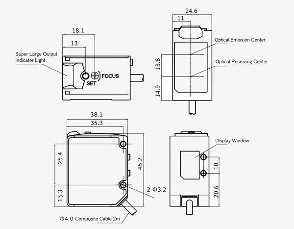 Long Distance Color Sensor Mounting Dimensions