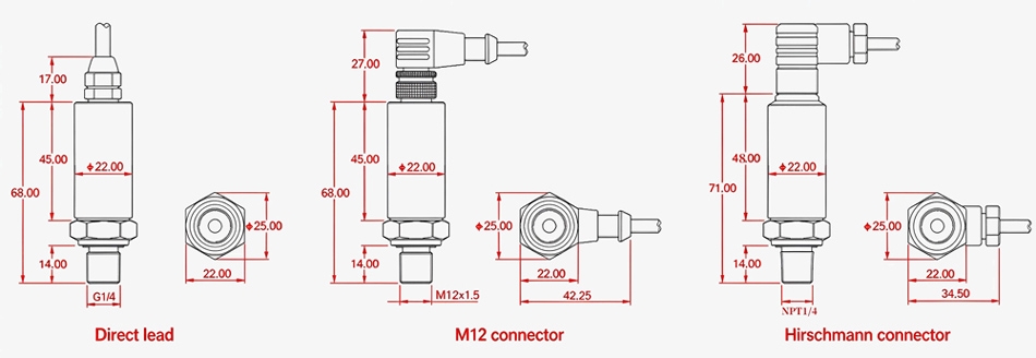 Low pressure sensor dimension