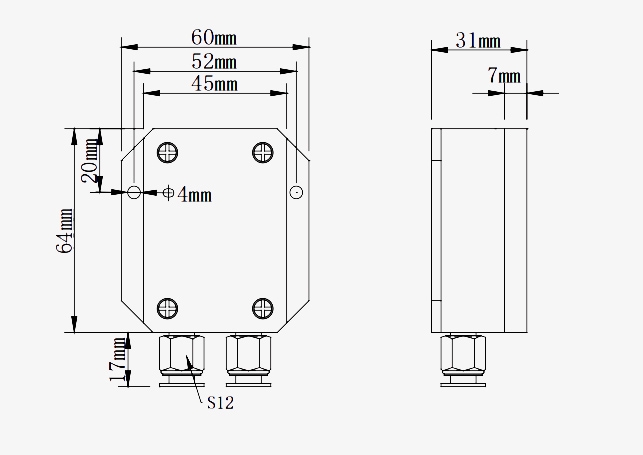 Micro differential pressure sensors dimension