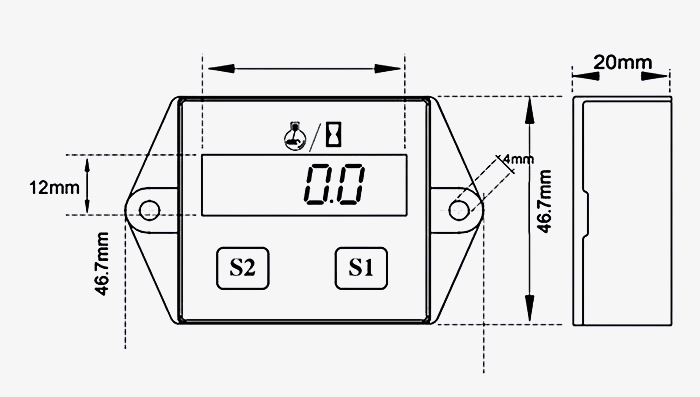Motorcycle hour meter dimension