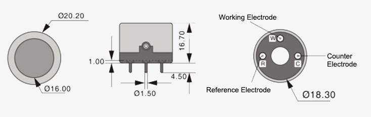 NO gas sensor dimesnion