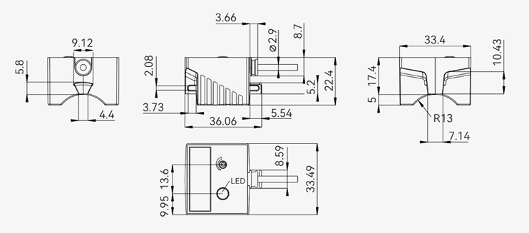 Non contact capacitive liquid level sensor dimension