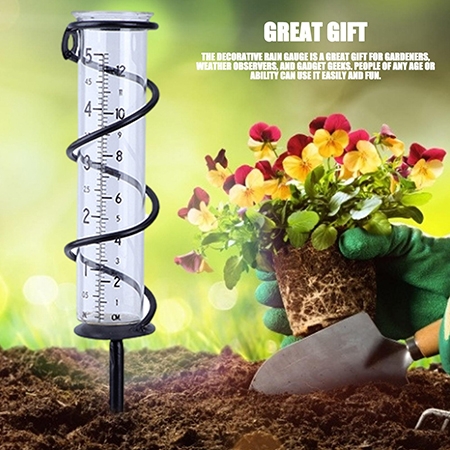 Outdoor glass rain gauge detail