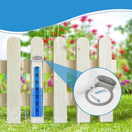 Outdoor rain gauge for fence detail