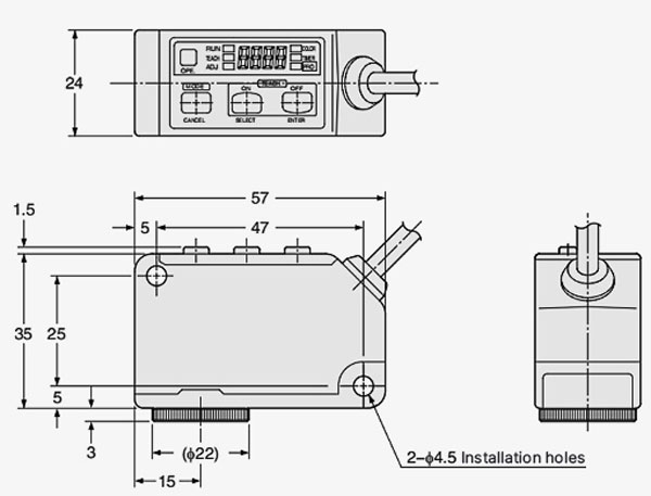 Photoelectric Color Sensor Mounting Dimensions