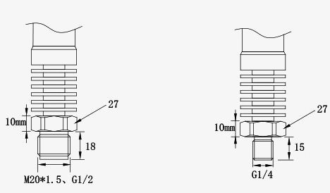 Pressure sensor external thread size