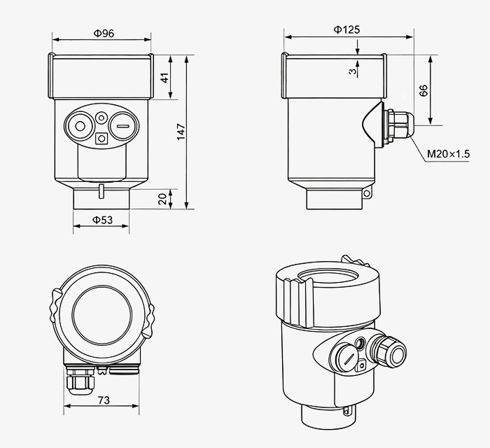 Radar level transmitters for corrosive liquid dimension
