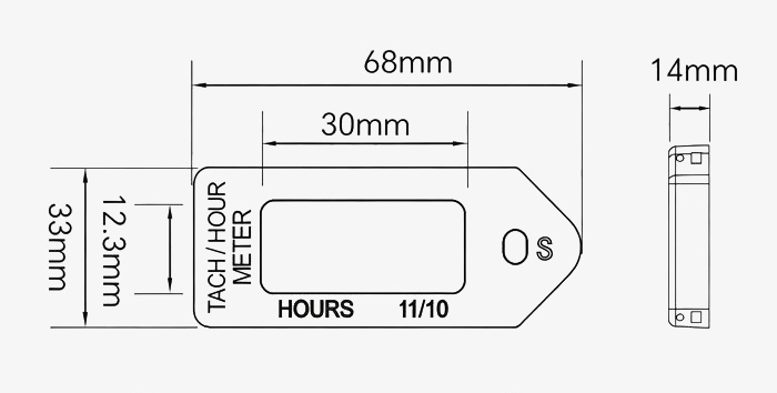 Resettable hour meters dimension image