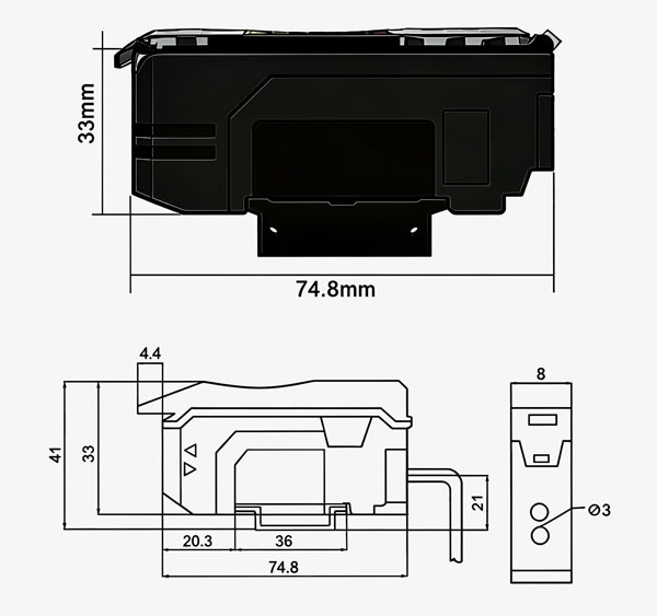 RGB Color Sensor Overall Dimensions