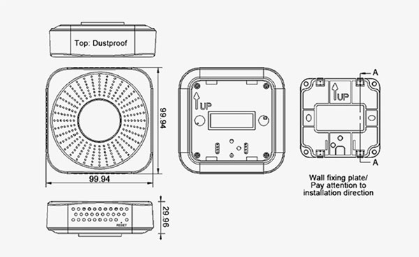 Smart Air Quality Sensor Dimensions