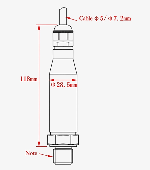 Stainless steel pressure sensors dimension