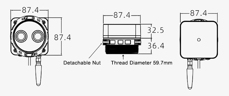 Ultrasonic level sensor for water probe dimension