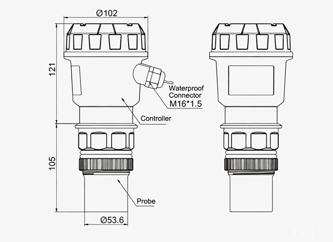 Ultrasonic level transmitter dimension